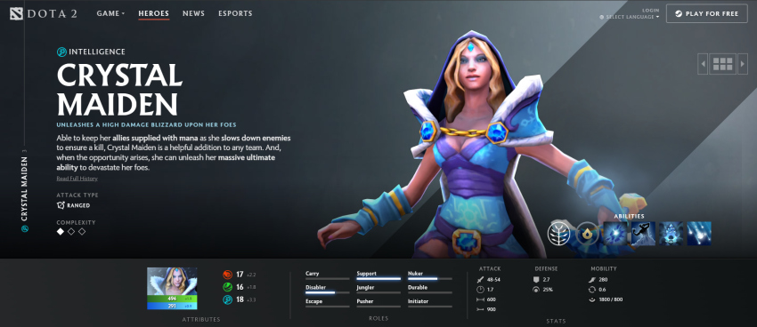 داستان هیروی Crystal Maiden